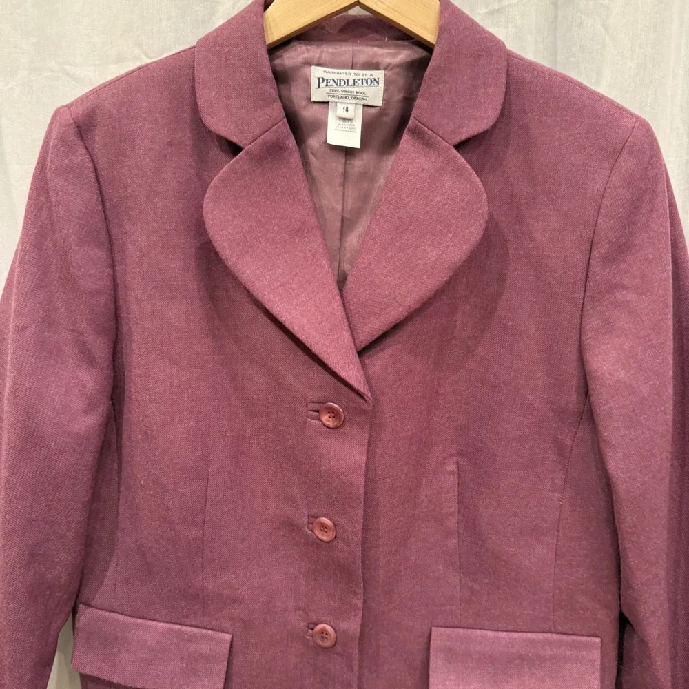Pendleton Women's 14 Blazer Jacket‎ Burgundy Orchid Wool Classic Career Office